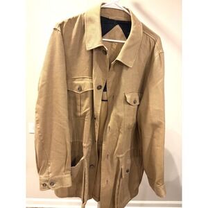 Sulka Made In Italy 90% Cashmere Flax Safari Field Jacket Tan IT 58 US 42-44